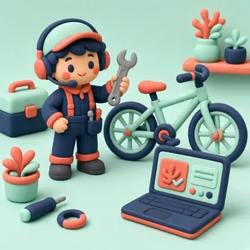 Een klei-moersleutel en een gietertje naast een laptop met een webshop.